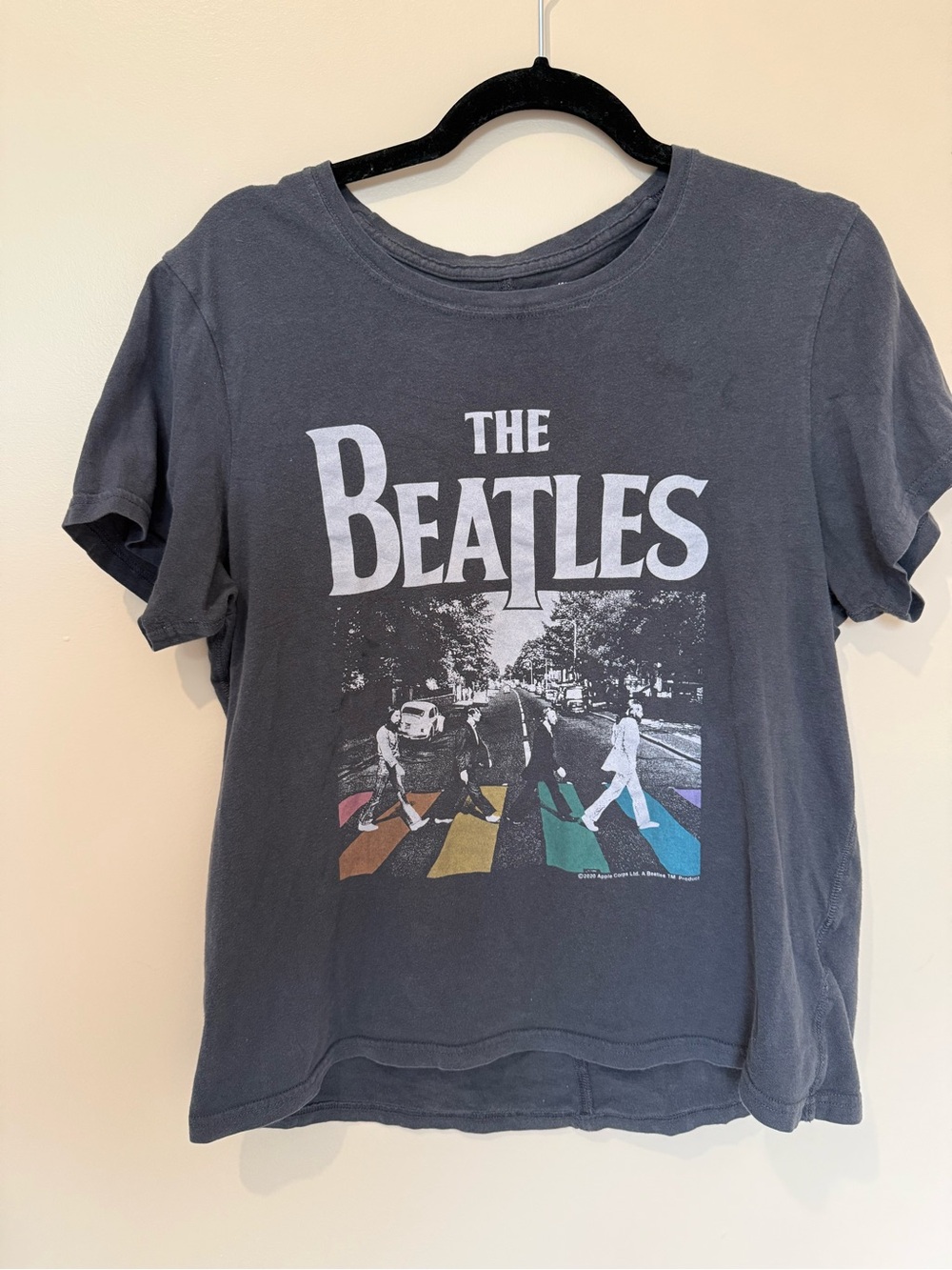 Abercrombie & Fitch Black Beatles Graphic Tee with Rainbow Crosswalk